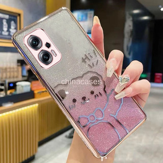 Ốp lưng Xiaomi Redmi Note 11T Pro POCO X4 GT 5G Bow Gradient Ốp điện thoại hình gấu dễ thương màu hồng lấp lánh