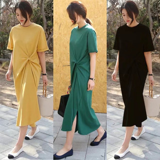 chân váy dài ngắn tay nữ mùa hè 2024 Phong cách mới Phiên bản Hàn Quốc Plus Size Quần áo nữ dáng rộng thon gọn hơn