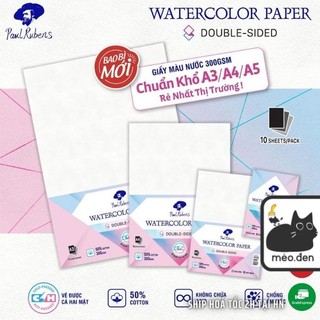 Giấy Vẽ Màu Nước, Vẽ Được Cả 2 Mặt Hot & Cold Paul Rubens 300gsm Cotton 50% - Họa Cụ Hakuart