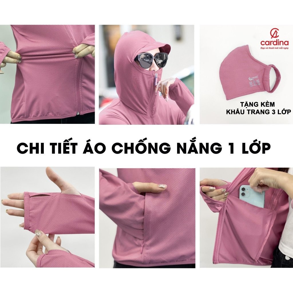 (SALE Sốc) Áo chống nắng CARDINA 1 lớp CHÍNH HÃNG chất thun lạnh Nhật cao cấp UPF50+ | Áo chống nắng nữ Cadina | BigBuy360 - bigbuy360.vn