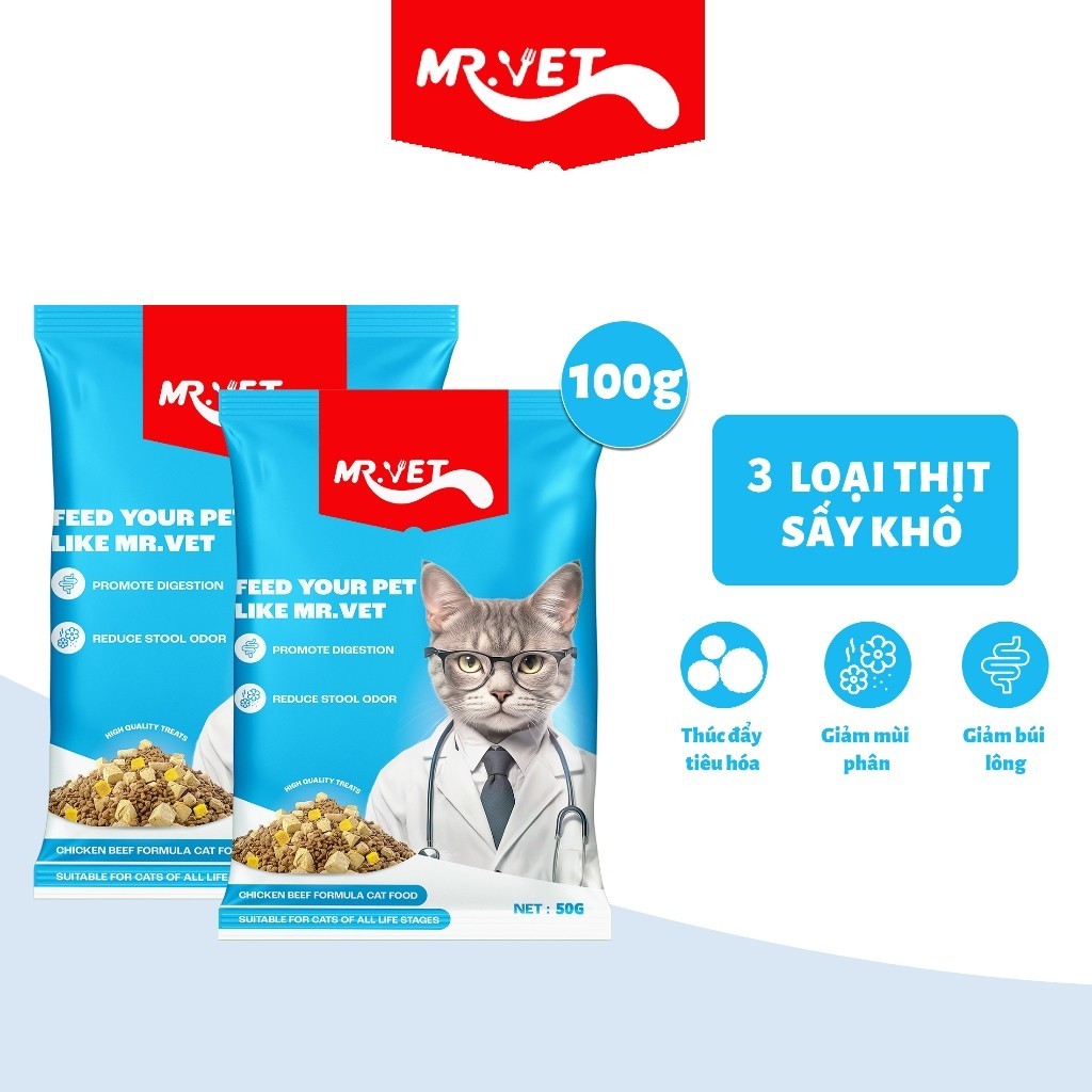 MrVet holistic hạt cho mèo 100g Thức ăn cho mèo đồ ăn cho mèo hạt cho mèo con Mèo trưởng thành