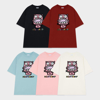 SELVZE Retro dễ thương quái vật nhỏ in hình cotton nguyên chất áo thun ngắn tay dáng rộng dành cho nữ thời trang cỡ lớn giản dị hàng đầu