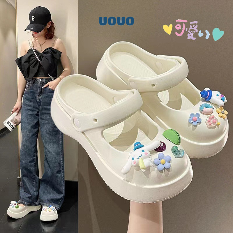 UOUO  Dép cross dép sandal nữ dép bánh mì nữ Thấm hút mồ hôi Phong cách đơn giản Chống thấm nước Cổ điển FBT244043V 19Z240506