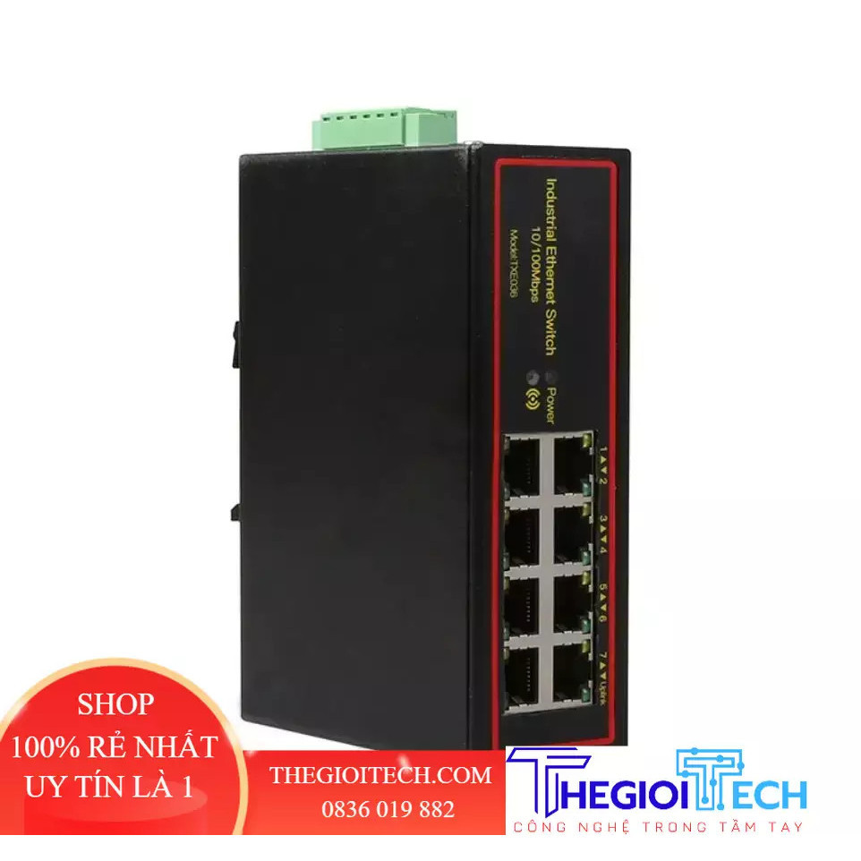 Bộ chia cáp mạng Din-rail 5 cổng 8 cổng cấp công nghiệp Bộ điều khiển chuyển mạch Ethernet 100M - 8port