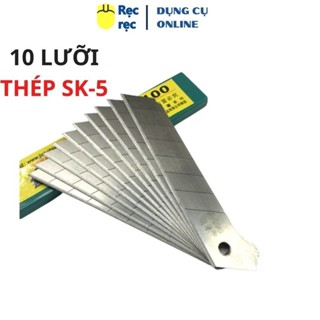  10 lưỡi dao rọc giấy lớn - Dài 18 mm - Thép SK7 không gỉ sét 