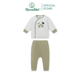 (MamanBébé chính hãng) Bộ dài tay La Pomme cúc lệch Chó đốm