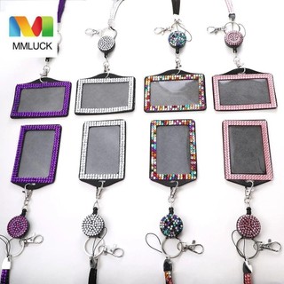 Mmluck Cuộn huy hiệu có thể thu vào, Hộp đựng thẻ làm việc Bling Giá đỡ huy hiệu kim cương giả, Đồ dùng học tập Ngang 4 màu Giá đỡ thẻ ID dọc Học sinh bệnh viện