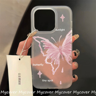 Vỏ trong suốt mờ hình bướm màu hồng Tương thích cho iPhone 6 7 8 Plus iPhone 11 13 12 14 15 Pro Max X XR Xs Max Vỏ điện thoại Vỏ mềm silicon thân thiện với da