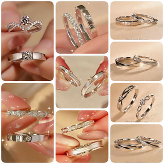 Cặp Đôi Hàn Quốc Nhẫn Kim Cương Bạc Sterling Những Người Yêu Nhẫn Ngón Tay Moissanite Nhẫn Cưới Quà Tặng Tình Yêu Cincin Lelaki Trang Sức Ngày Lễ Tình Nhân