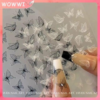 Móng tay nghệ thuật dán vẽ tay bướm lỏng móng tay nghệ thuật dán diy nghệ thuật decal đen trắng dính chống thấm nước trang trí móng tay miếng dán
