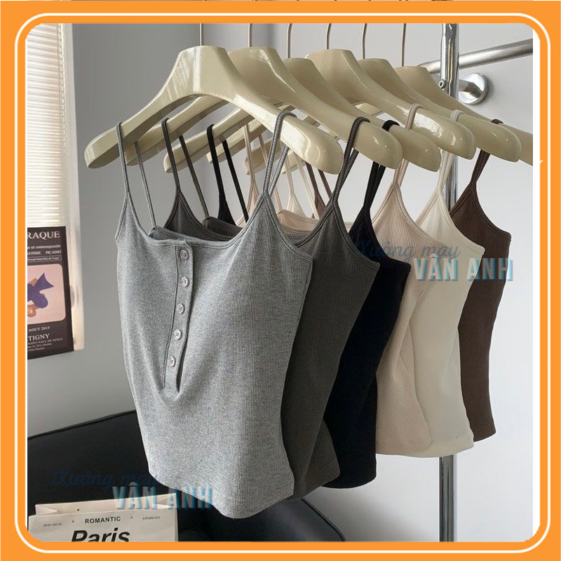 Áo hai dây KHUY nữ có mút ngực siêu đẹp, chất tăm lạnh