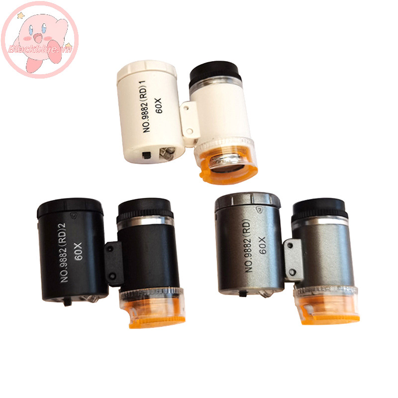 Bộ kính hiển vi bỏ túi Mini BBLUE 60x Kính hiển vi cầm tay chạy bằng kính hiển vi có đèn LED Kính hiển vi khoa học cho trẻ em.