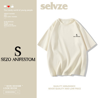 SELVZE Áo thun ngắn tay in hình đường phố tối giản cổ điển cotton nguyên chất oversize giản dị cổ tròn hàng đầu unisex