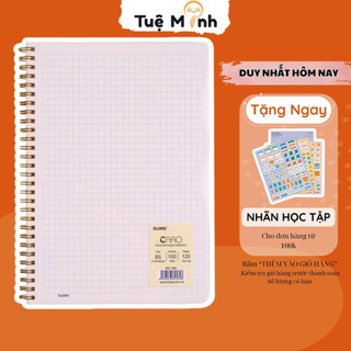 Vở caro ô 6x6 mm bìa trong suốt 120 trang B5 MS 584 lò xo kép VPPTUEMINH, tập sổ Klong