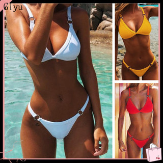 Giyu1 mảnh áo tắm bikini polyester siêu mềm, màu trơn, bắt mắt, thời trang mùa hè, thích hợp cho nữ