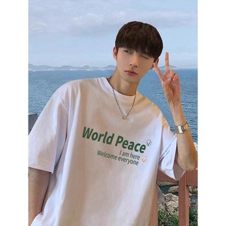 Áo thun Cotton nguyên chất nặng tay ngắn nam phong cách mới mặc đường phố phong cách Hồng Kông mùa hè dáng rộng phong cách Hàn Quốc hàng đầu