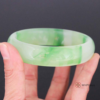 Whphous] Vòng tay ngọc bích xanh ngọc bích thật Jadeite tự nhiên dành cho nữ Quà tặng bạn gái mới