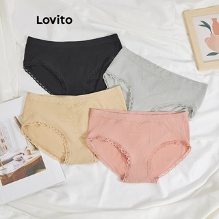 Bộ 4 quần lót Lovito tổ ong nâng eo lưng vừa màu trơn thường ngày cho nữ LNA15003 (nhiều màu)