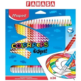 Hộp bút chì 24 màu đầu gôm oops maped 832824