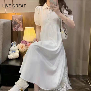 Váy sơ mi nữ LIVE GREA Phong cách Preppy Hàn Quốc Cotton trắng dễ thương (Chất lượng cao)