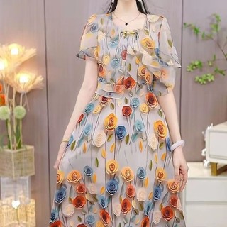 Giả Hai Mảnh Đầm Nữ Mùa Hè 2024 Phong Cách Mới Thời Trang Phong Cách Phương Tây Bao Bụng Ôm Hơn Nhìn Khăn Choàng Váy Chữ a Váy Nữ