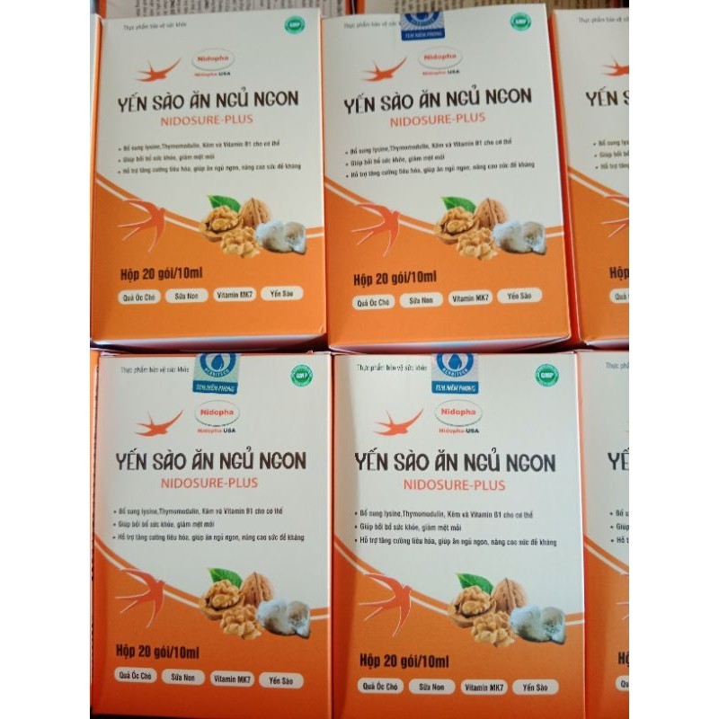 [Hộp 20 gói/10ml]Siro Yến sào Ăn Ngủ Ngon Nidosure Plus⚡Bồi bổ sức khoẻ ⚡cho người lớn và trẻ em