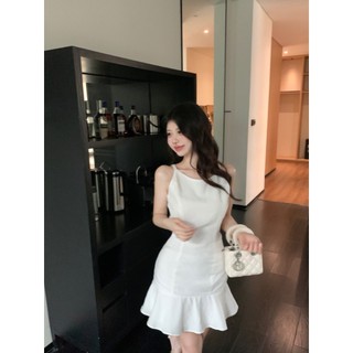 「Nonfatgirl」Váy đuôi cá trắng cao cấp Váy ôm vừa vặn hẹp-