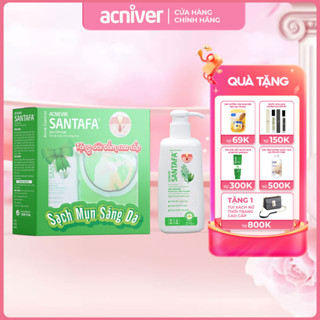 Sữa tắm giảm mụn lưng, viêm nang lông với BHA, Vitamin E Acnevir Santafa cải thiện da sau 2 tuần sử dụng-chai 210ml