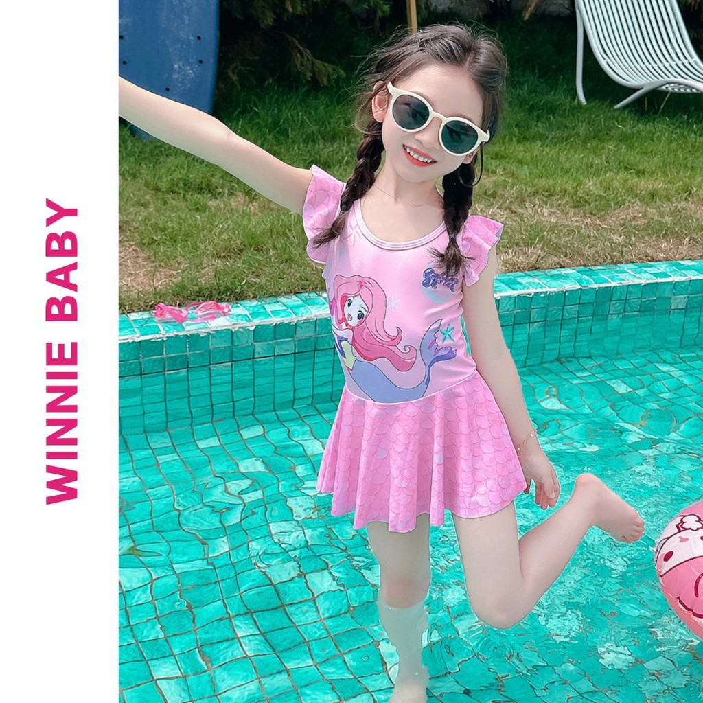 Bộ Đồ Bơi, Váy Bơi Liền Thân Hình Nàng Tiên Cá, Bikini Có Quần Bảo Hộ, Đồ Đi Biển Cho BÉ GÁI