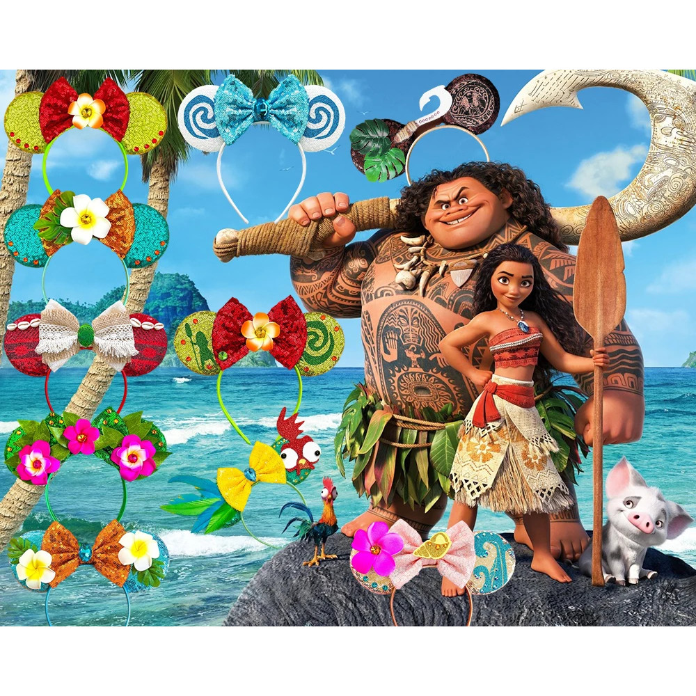 Disney Hoạt Hình Tai Dễ Thương Moana Băng Đô Cho Nữ Ma Thuật Fishhook Maui Băng Đô Quấn Tóc Bé Gái K