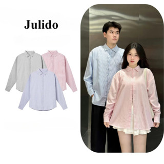 Áo Sơ Mi Oxford Dài Tay Kẻ Sọc Form Over Size Bản Cao Cấp Trẻ Trung Năng Động Hàn Quốc Julido