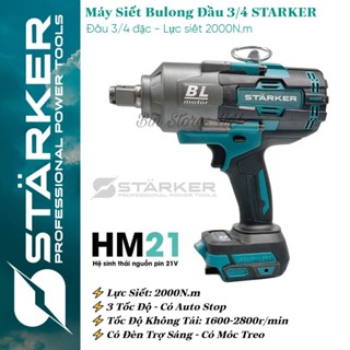  Máy Siết Bulong Pin STARKER 2000N.m Đầu 3 4 đặc - Lực Siết 2000n.m - Mở Vặn Ốc Xe Tải 