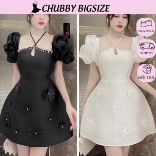 (SALE NGHĨ BÁN)  Đầm Tapta Thiết Kế Bigsize Cột Cổ Đính Đá