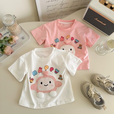 Áo Thun Tay Ngắn Hoạt Hình Happy Cho Bé Gái 1-8 Tuổi MINTSCLOSET Quảng Châu - AR8429