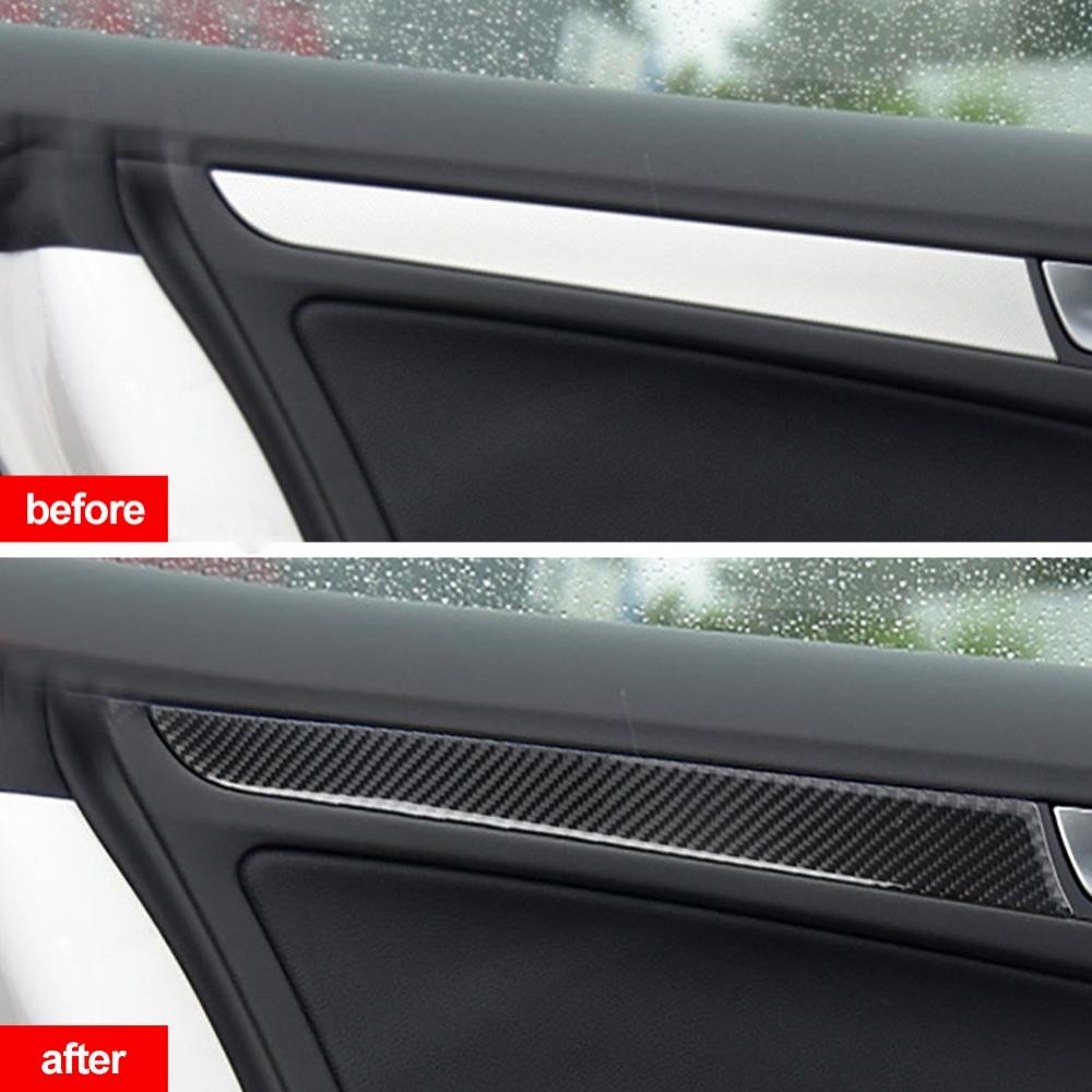 Mt 4 Nội Thất Ô Tô Cửa Sổ Bảng Viền Bao Bên Trong Miếng Dán Dải Sợi Carbon Cho Xe Audi A4L A5 Q5