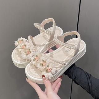 Giày Sandal Đế Dày Nữ Mặc Ngoài Mùa Hè 2024 Phong Cách Mới Phù Hợp Với Đi Biển Giày La Mã Nữ Nhẹ Chống Trơn Trượt