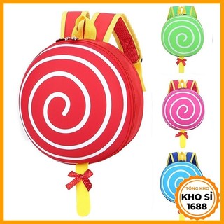 Balo mẫu giáo cho bé trai bé gái hình kẹo mút lốc xoáy siêu ngộ nghĩnh E285