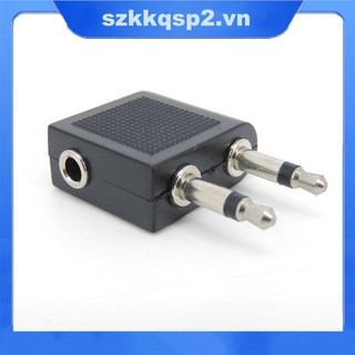Máy bay không khí mạ niken kép 3,5 mm ổ cắm máy bay Tai nghe hàng không Bộ chuyển đổi âm thanh đơn VNK2