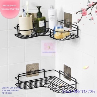[FREE SHIP] KỆ GÓC INOX DÁN TƯỜNG ĐEN VIỀN UỐN LƯỢN TIẾT KIỆM KHÔNG GIAN, KỆ GÓC DÁN TƯỜNG ĐA NĂNG BEEBEHOME