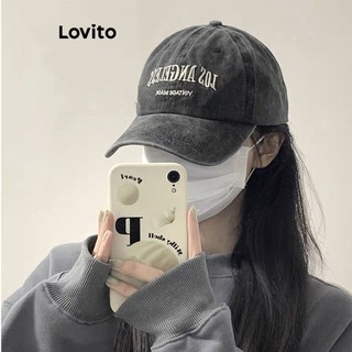 Mũ lưỡi trai Lovito thêu chữ cái cơ bản thường ngày cho nữ nón kết mlb LFA03025 (màu xám đậm/xanh dương đậm)