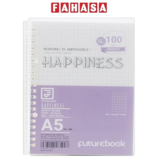 Sổ Còng Nhựa Happiness A5 - 120 Trang 100gsm - futurebook B590 - Màu Tím
