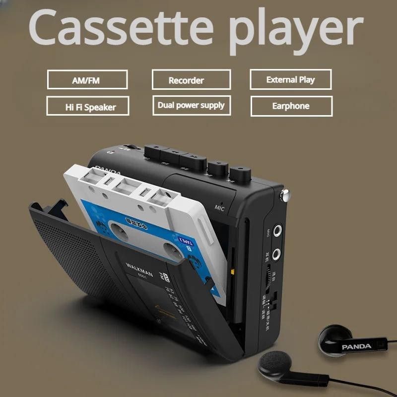 Băng Di Động AM / FM Radio Retro Cassette Máy Nghe Nhạc Walkman Băng Ghi Âm Có Loa Hỗ Trợ Tai Nghe 3.5 Mm Chơi