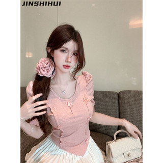 JINSHIHUI áo phông áo thun nữ croptop baby tee thời trang Trendy Cute Thời trang WCS2440ZJC 17Z240424
