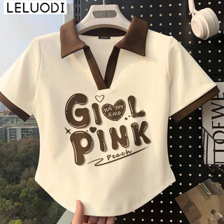 LELUODI áo phông áo thun nữ croptop baby tee Hàn Phong Đơn giản INS xu hướng WTX24410OS 17Z240425