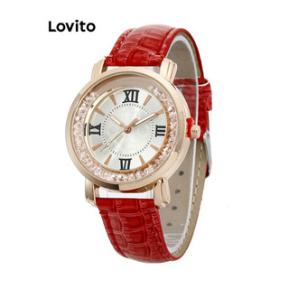  Đồng hồ thạch anh Lovito kim loại màu trơn cơ bản phong cách thường ngày cho nữ LFA14063