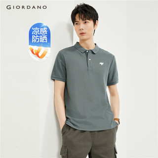 Giordano nam áo sơ mi polo làm mát đá upf50 + áo sơ mi polo thêu túi tay ngắn thời trang áo sơ mi polo 13014204