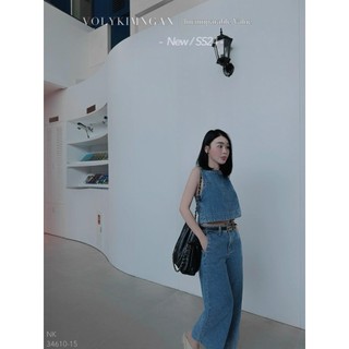 Set sn denim quần suông Louis.H