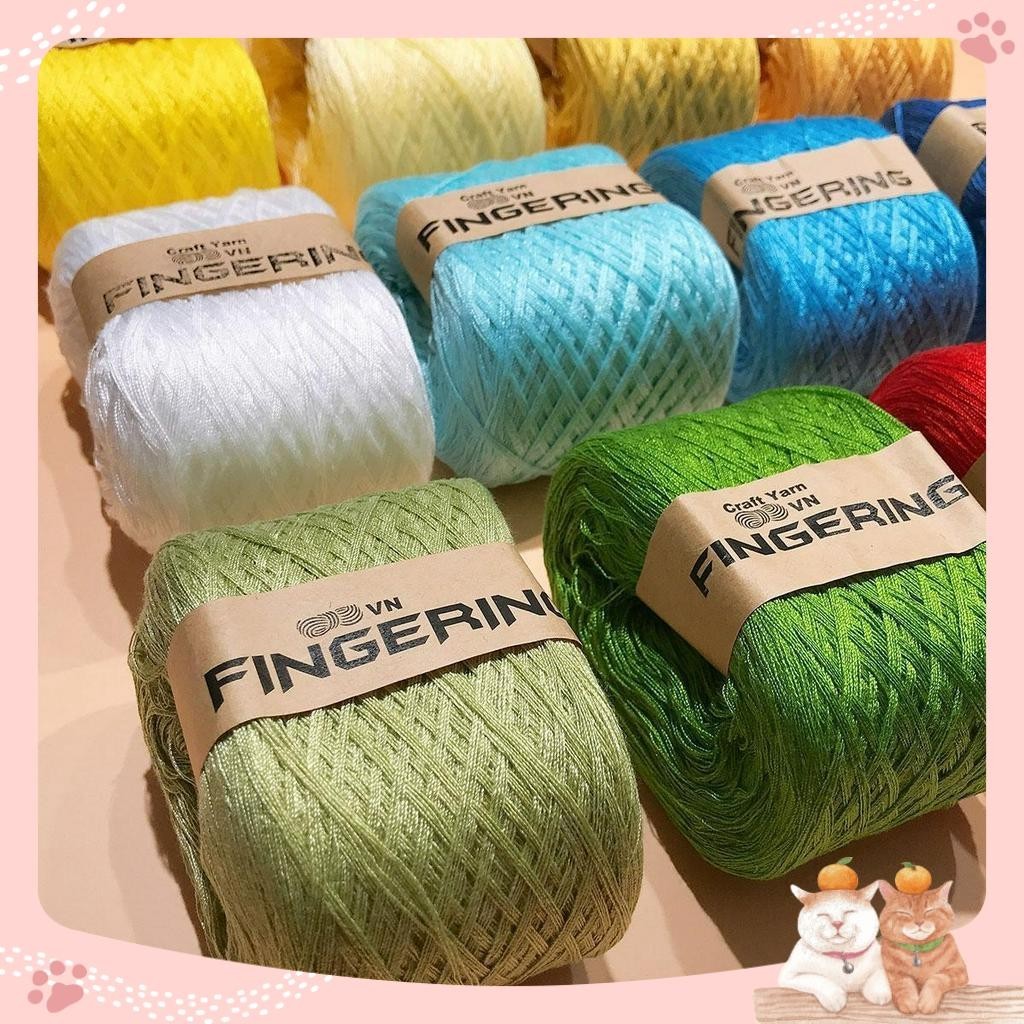 Sợi cotton bóng Fingering (Đủ bảng màu 01 - 95)