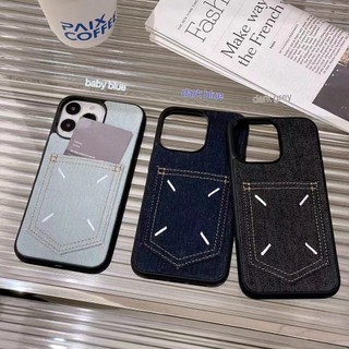 Ốp lưng iPhone họa tiết Jean kiểu Margiela có giá đỡ thẻ cho iPhone11 15promax 15pro 15 Ốp lưng silicon mềm iPhone14 14promax 14pro 13promax 13 12promax 12 12propro
