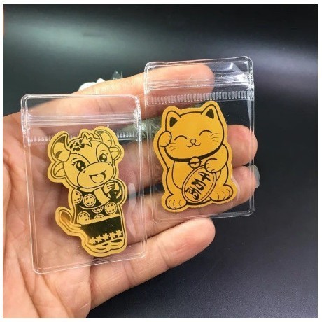Combo 2 miếng Mèo thần tài mạ vàng 24k cầu may mắn tiền tài